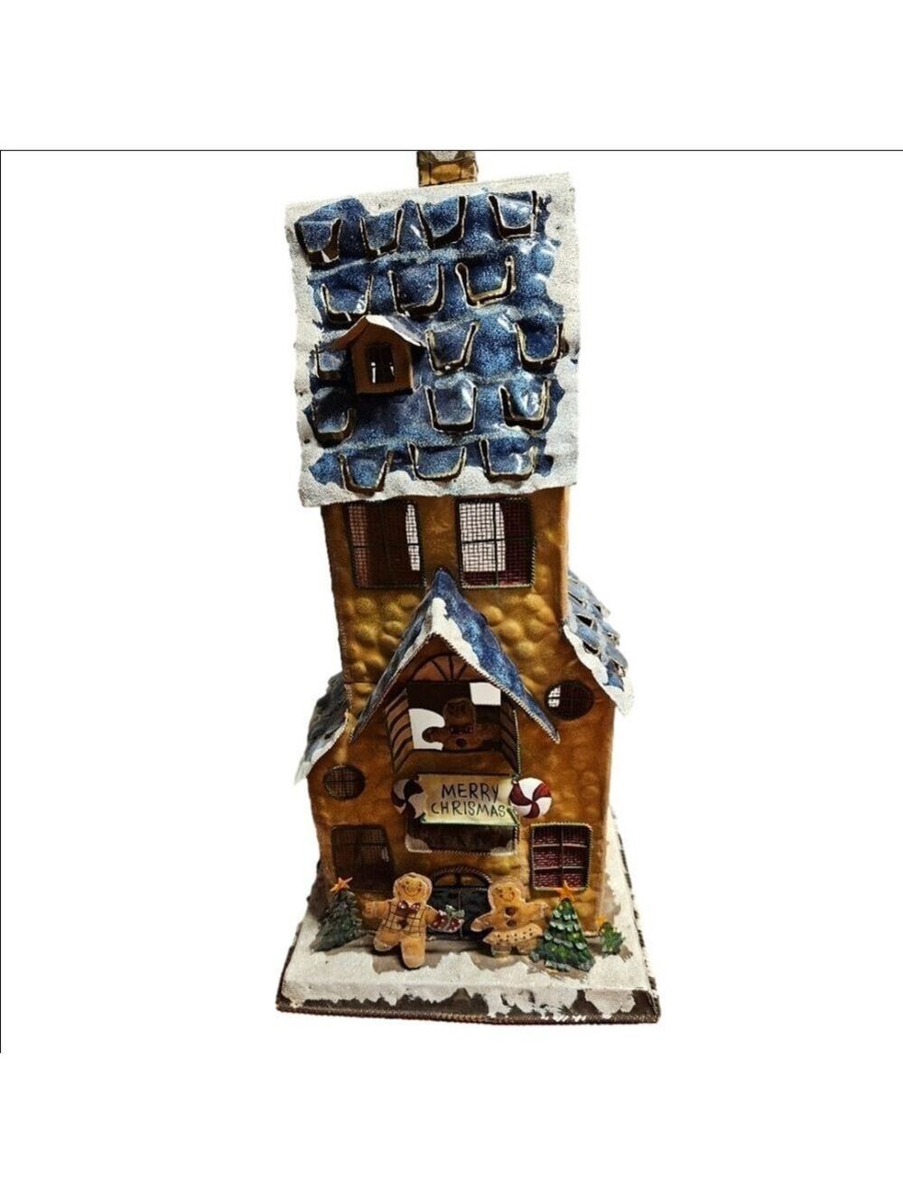 Vintage Metal Christmas Gingerbread House Votives Holder